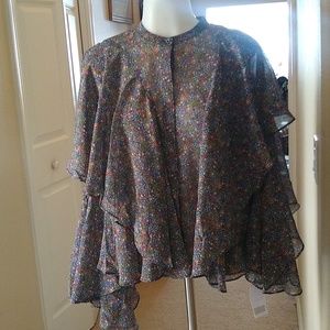BNWT Ted Baker floral boho ruffle blouse size 2/ small